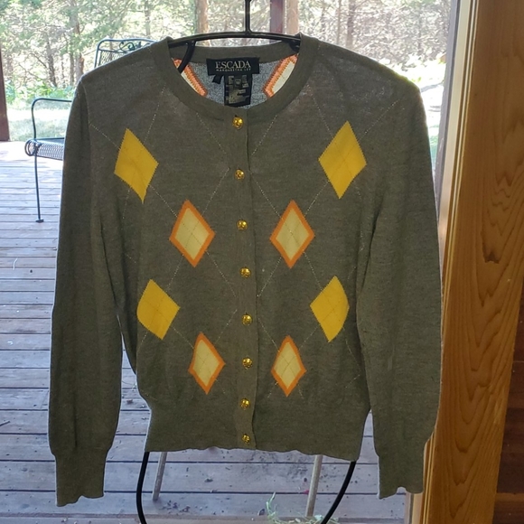 Escada Sweaters - Escada Beautiful Colorful Grey Sz M Cardigan